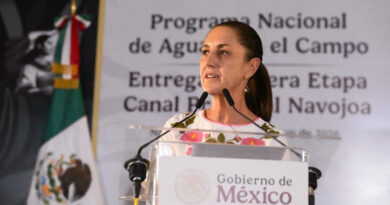 Presidenta Claudia Sheinbaum inaugura primera etapa del canal principal de Navojoa y entrega 30 títulos de concesión de agua potable a ejidatarios y pequeños productores de Sonora